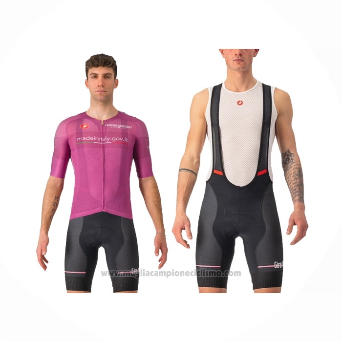 2024 Abbigliamento Ciclismo Giro d'Italia Viola Manica Corta e Salopette
